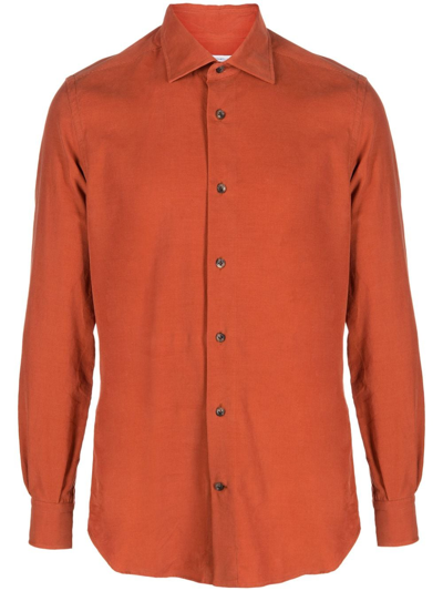Mazzarelli Spread-collar Cotton Shirt In Orange