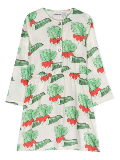 Mini Rodini Kids' Fruit-print Lyocell Dress In White