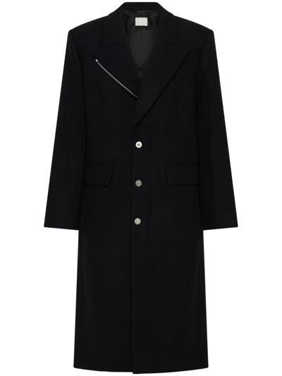 Dion Lee Single-breasted Knitted Coat In Black