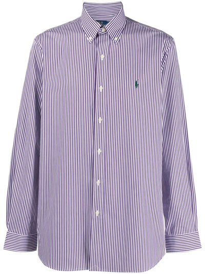 Polo Ralph Lauren 条纹排扣衬衫 In Purple