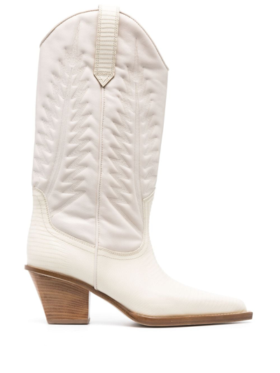 Paris Texas Embroidered-design Pointed-toe Boots In Neutrals