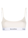 Sporty And Rich Logo-underband Bandeau Bra In Neutrals