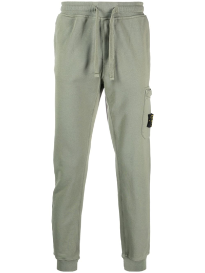 Stone Island Compass-patch Cotton Track Pants In Green