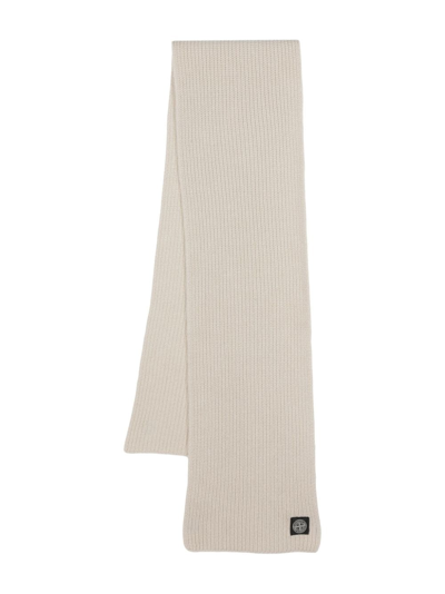 Stone Island Ribbed Wool Scarf In Nude &amp; Neutrals