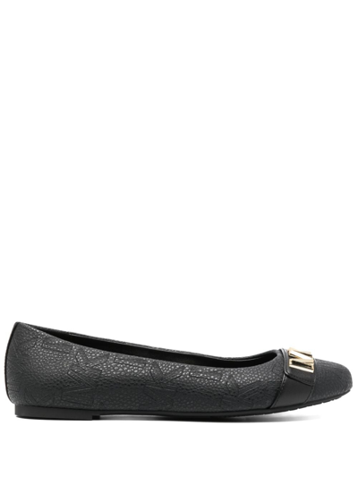 Michael Michael Kors Jilly Leather Ballerina Shoes In Black