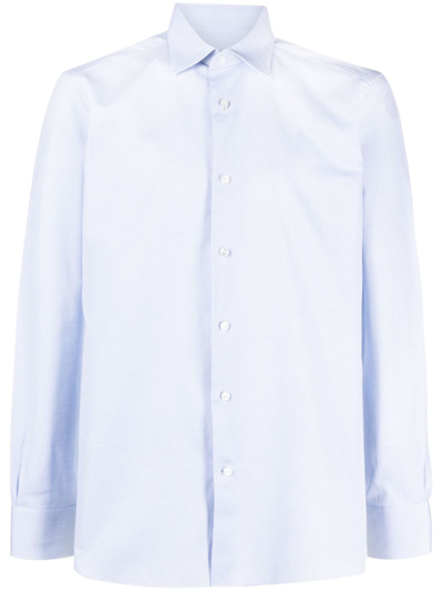 Zegna Classic Cotton Shirt In Blue