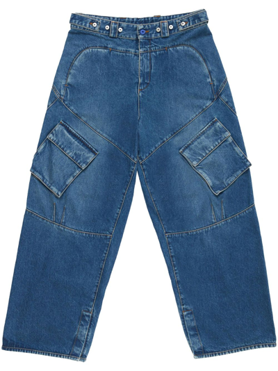 Marcelo Burlon County Of Milan Wide-leg Cargo Jeans In Blue