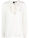 Pinko Pussy-bow Button-up Shirt In Weiss