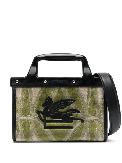 Etro Patterned Jacquard Tote Bag In Green