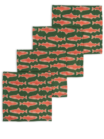 La Doublej X Passalacqua Como Fish Napkin (set Of Four) In Green