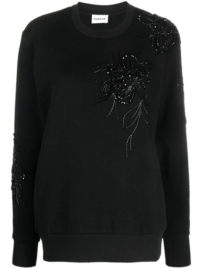 P.a.r.o.s.h Bead-embellished Cotton Sweatshirt In Nero