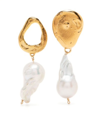 Alighieri Infernal Storm Gold-plated Pearl Earrings In White