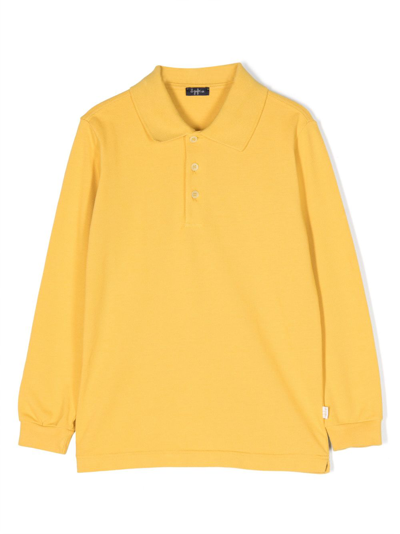 Il Gufo Kids' Long-sleeved Cotton Polo Top In Yellow