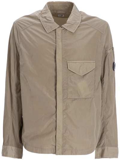 C.p. Company Lens-detail Chest-pocket Shirt In Neutrals
