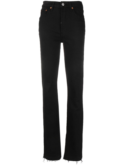 Re/done High-rise Skinny Boot Jeans In Black