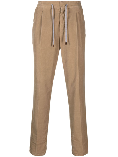 Brunello Cucinelli Tapered-leg Corduroy Trousers In Brown