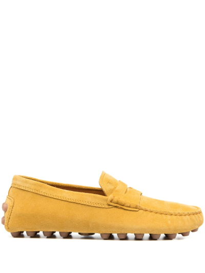 Tod's Gommino Bubble Suede Loafers In Yellow