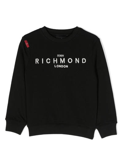 John Richmond Junior Kids' Logo-embroidered Long-sleeve Sweatshirt In Black