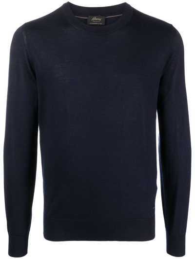 Brioni Fine-knit Cashmere-blend Jumper In Blue