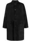 Salvatore Santoro Solid Color Suede Coat With Flap Pockets In Black