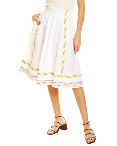 Tory Burch Ribbon Embellished Skirt In White