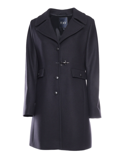 Fay Hook And Martingale Coat In Black
