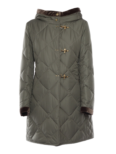 Fay Virginia Quilted Coat With Hood In Green