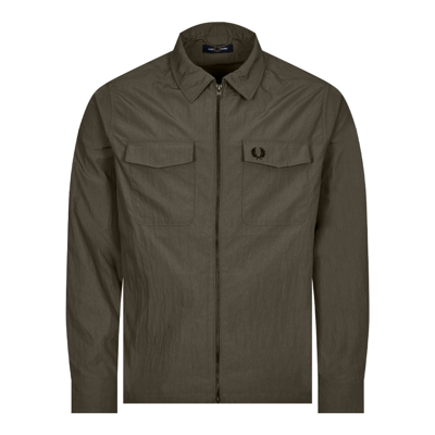Fred Perry Zip-through Overshirt In Green