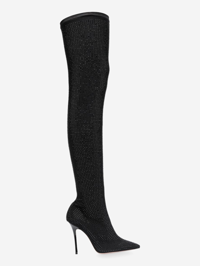 Gedebe Woman Knee Boots Black Size 10 Textile Fibers