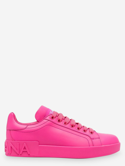 Dolce & Gabbana Calfskin Portofino Sneakers In Pink