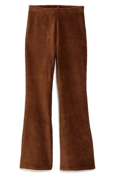 Tractr Pull-on Flare Corduroy Trousers In Brown