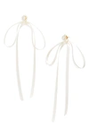 Simone Rocha Imitation Pearl Ribbon Stud Earrings In Pearl/ Ivory