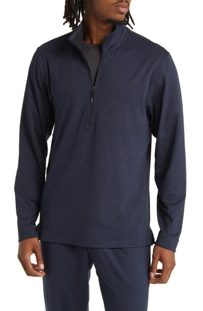 Zella Restore Soft Performance Half Zip Pullover In Navy Eclipse Melange