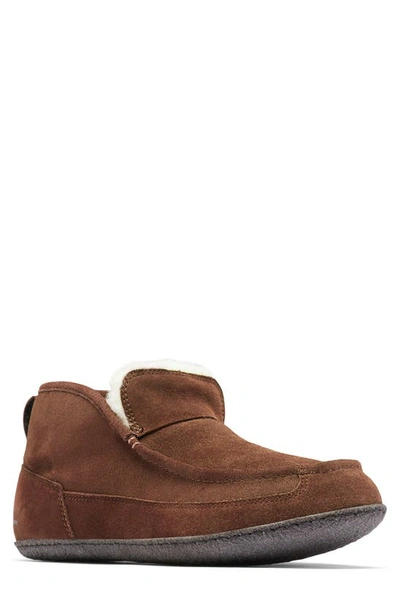 Sorel Manawan Ii Faux Fur Lined Slipper In Tobacco/ Blackened Brown