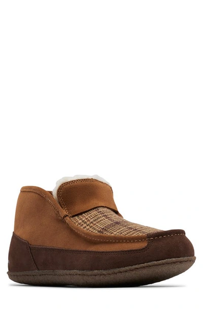 Sorel Manawan Ii Faux Fur Lined Slipper In Elk/ Tobacco