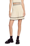 Sandro Womens Naturels Fable Contrast-band Pleated Stretch-knit Mini Skirt In Natural