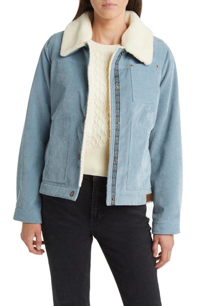 Pendleton Wind River Corduroy Trucker Jacket With Removable High Pile Fleece Collar In Faded Blue