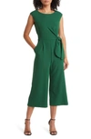 Tahari Asl Side Tie Crop Wide Leg Jumpsuit In Forest