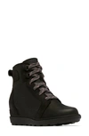 Sorel Evie Ii Waterproof Wedge Bootie In Black/ Sea Salt