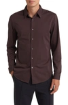 Theory Sylvain Nd Structure Knit Button-up Shirt In Malbec