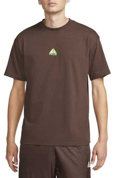 Nike All Conditions Gear Lung Embroidered T-shirt In Brown