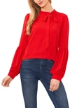 Cece Tie Neck Blouse In Luminous Red