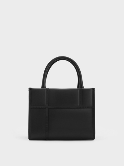 Charles & Keith Avenue Contrast-trim Tote Bag In Black