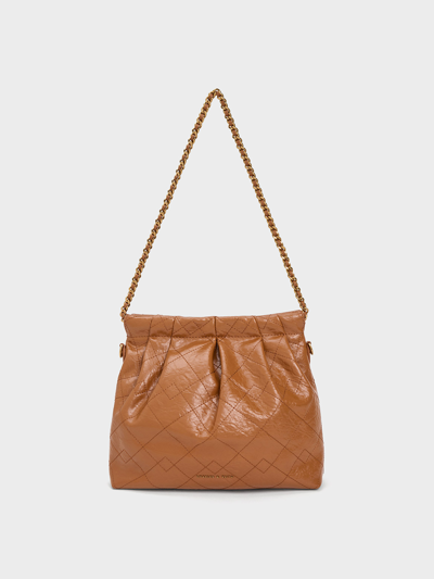 Charles & Keith Duo Chain Handle Shoulder Bag In Chocolate
