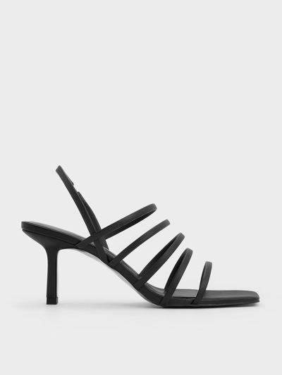 Charles & Keith Strappy Blade Heel Sandals In Black