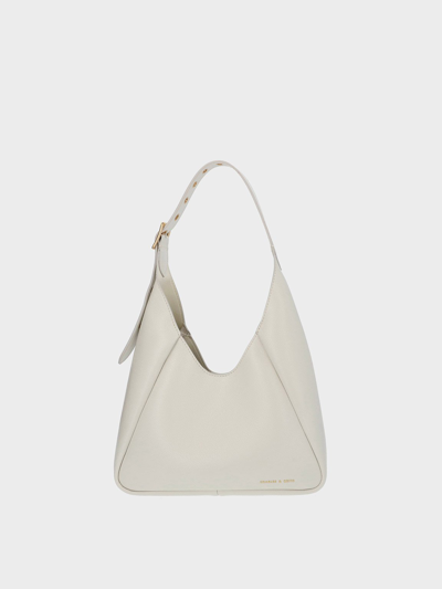 Charles & Keith Buzz Large Hobo Bag In White