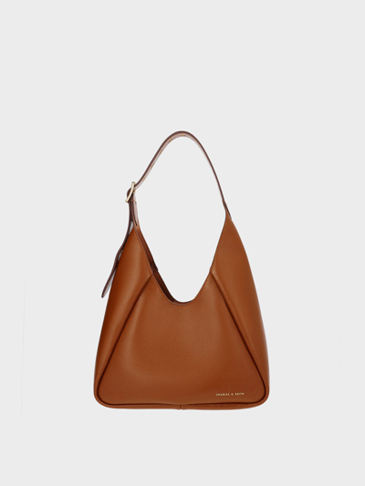 Charles & Keith Buzz Large Hobo Bag In Chocolate