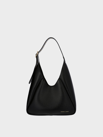 Charles & Keith Buzz Large Hobo Bag In Black