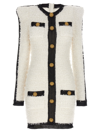Balmain Tweed Knit Mini Dress With Button Detail
