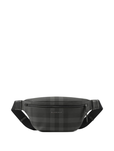 Burberry Cason Checked Belt Bag In Charcoal
